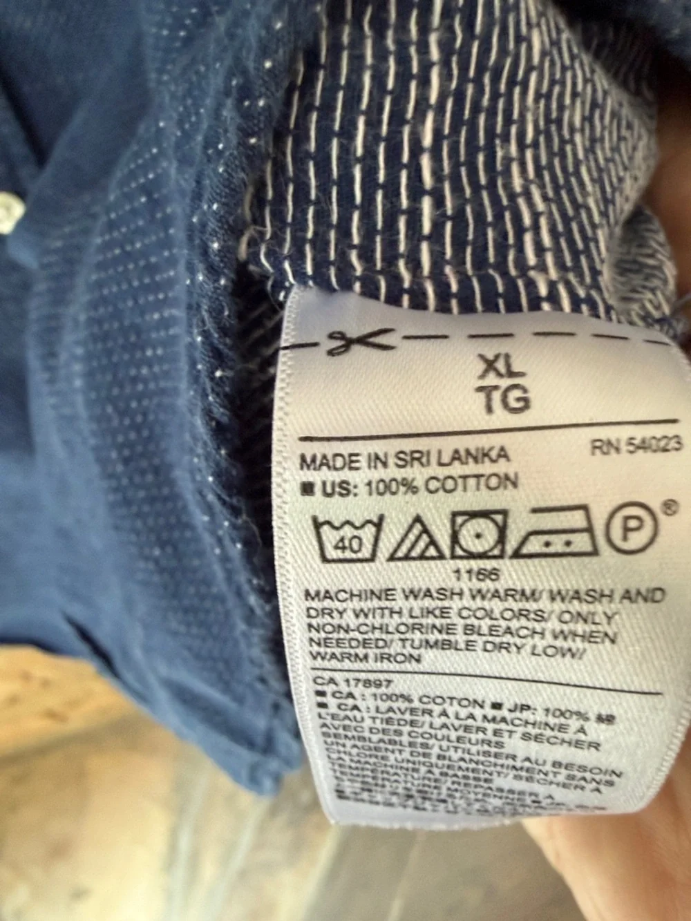 Mens Banana Republic Indigo Textured Long-Sleeve Button-Down Shirt, Tiny Flaw